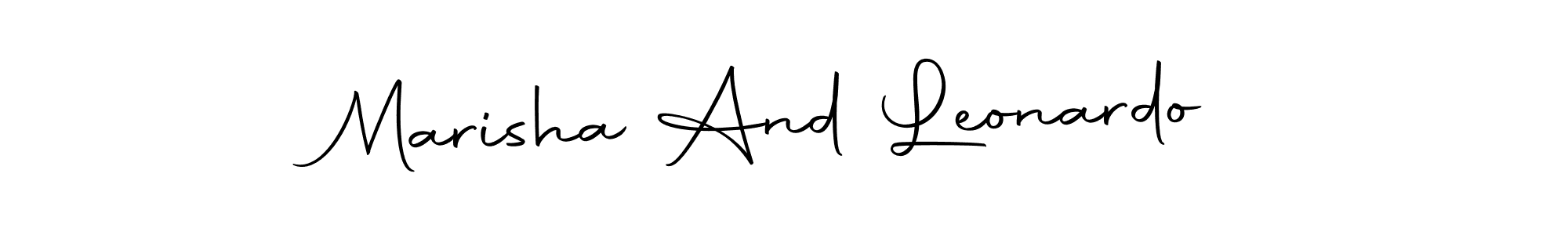 This is the best signature style for the Marisha And Leonardo name. Also you like these signature font (Autography-DOLnW). Mix name signature. Marisha And Leonardo signature style 10 images and pictures png