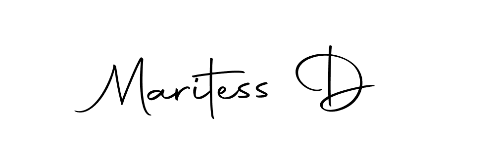 How to make Maritess D name signature. Use Autography-DOLnW style for creating short signs online. This is the latest handwritten sign. Maritess D signature style 10 images and pictures png