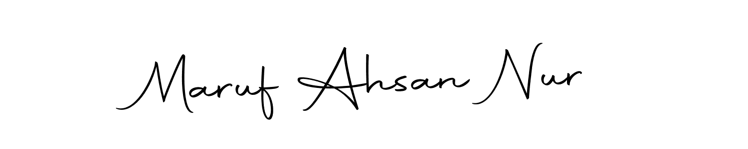 How to make Maruf Ahsan Nur name signature. Use Autography-DOLnW style for creating short signs online. This is the latest handwritten sign. Maruf Ahsan Nur signature style 10 images and pictures png