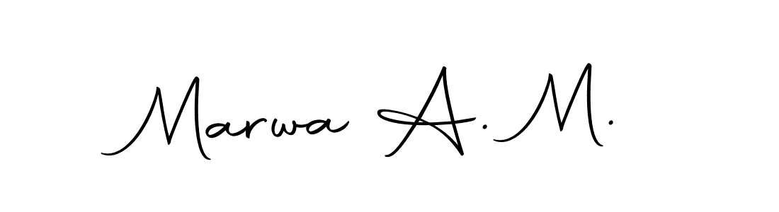 You should practise on your own different ways (Autography-DOLnW) to write your name (Marwa A. M.) in signature. don't let someone else do it for you. Marwa A. M. signature style 10 images and pictures png