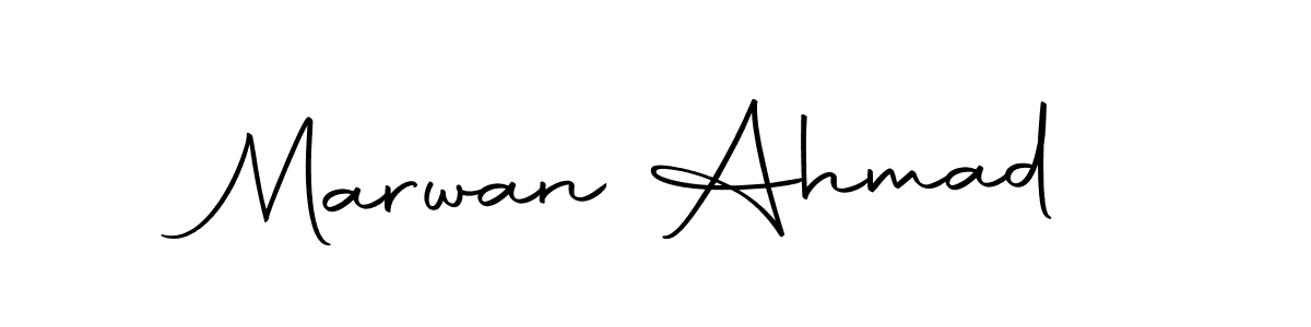 How to make Marwan Ahmad name signature. Use Autography-DOLnW style for creating short signs online. This is the latest handwritten sign. Marwan Ahmad signature style 10 images and pictures png