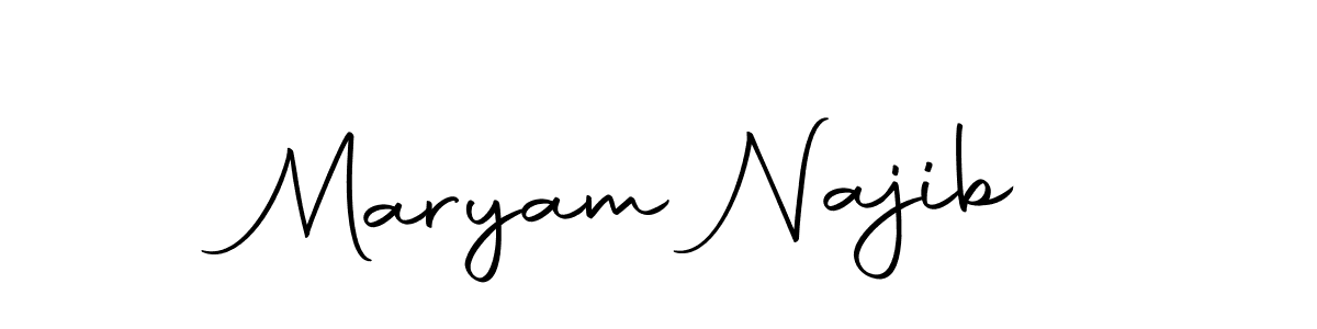 Create a beautiful signature design for name Maryam Najib. With this signature (Autography-DOLnW) fonts, you can make a handwritten signature for free. Maryam Najib signature style 10 images and pictures png