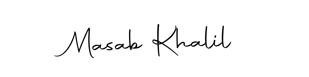 Use a signature maker to create a handwritten signature online. With this signature software, you can design (Autography-DOLnW) your own signature for name Masab Khalil. Masab Khalil signature style 10 images and pictures png