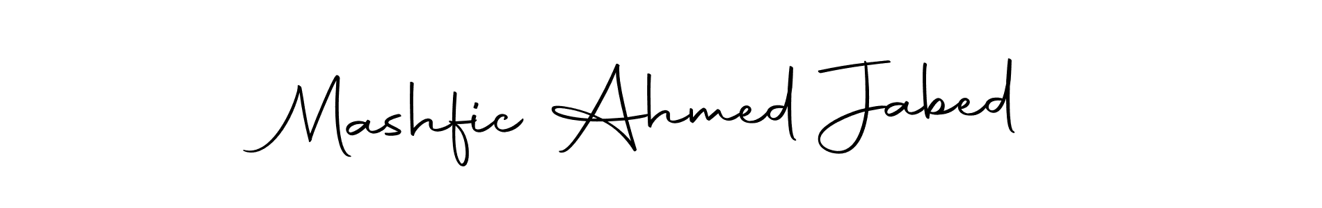 Create a beautiful signature design for name Mashfic Ahmed Jabed. With this signature (Autography-DOLnW) fonts, you can make a handwritten signature for free. Mashfic Ahmed Jabed signature style 10 images and pictures png