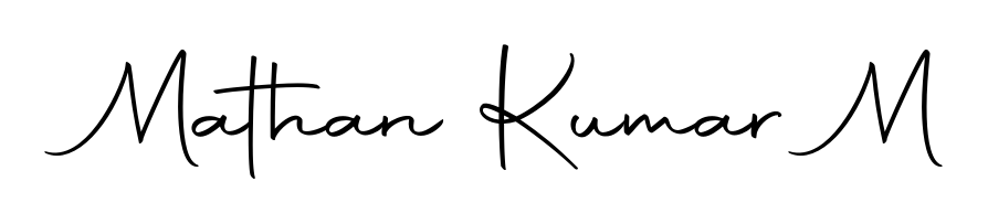 A modern signature idea for name Mathan Kumar M using Autography-DOLnW font. Clean strokes and elegant curves make it stand out instantly. Mathan Kumar M signature style 10 images and pictures png