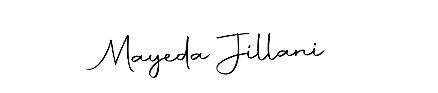 Design your own signature with our free online signature maker. With this signature software, you can create a handwritten (Autography-DOLnW) signature for name Mayeda Jillani. Mayeda Jillani signature style 10 images and pictures png