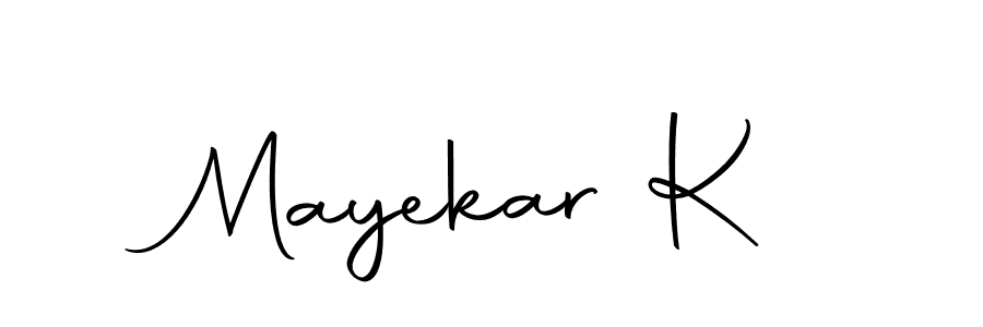 The best way (Autography-DOLnW) to make a short signature is to pick only two or three words in your name. The name Mayekar K include a total of six letters. For converting this name. Mayekar K signature style 10 images and pictures png