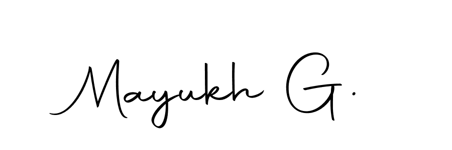 Create a beautiful signature design for name Mayukh G.. With this signature (Autography-DOLnW) fonts, you can make a handwritten signature for free. Mayukh G. signature style 10 images and pictures png