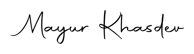 Quickly download Mayur Khasdev name signature in high-resolution PNG using Autography-DOLnW style. Ready to insert into PDFs and online applications. Mayur Khasdev signature style 10 images and pictures png