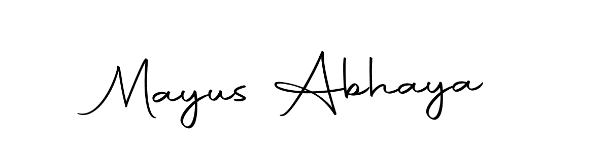 How to make Mayus Abhaya name signature. Use Autography-DOLnW style for creating short signs online. This is the latest handwritten sign. Mayus Abhaya signature style 10 images and pictures png