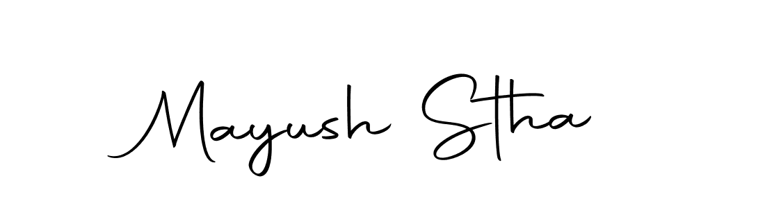 Design your own signature with our free online signature maker. With this signature software, you can create a handwritten (Autography-DOLnW) signature for name Mayush Stha. Mayush Stha signature style 10 images and pictures png