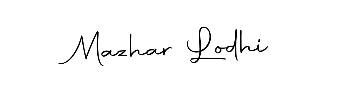 How to make Mazhar Lodhi name signature. Use Autography-DOLnW style for creating short signs online. This is the latest handwritten sign. Mazhar Lodhi signature style 10 images and pictures png