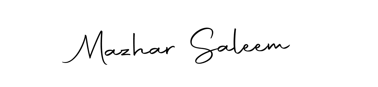 How to make Mazhar Saleem name signature. Use Autography-DOLnW style for creating short signs online. This is the latest handwritten sign. Mazhar Saleem signature style 10 images and pictures png