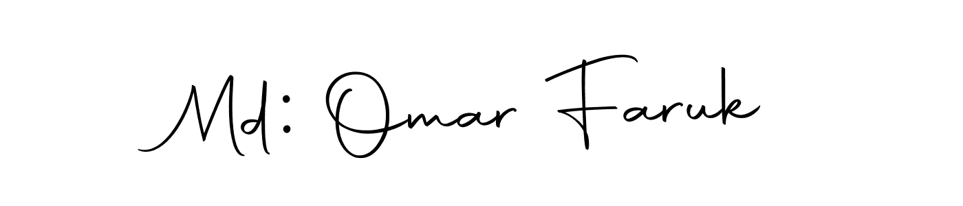 How to make Md: Omar Faruk name signature. Use Autography-DOLnW style for creating short signs online. This is the latest handwritten sign. Md: Omar Faruk signature style 10 images and pictures png