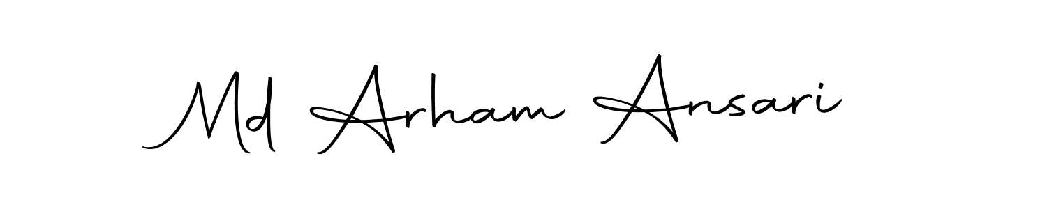 This is the best signature style for the Md Arham Ansari name. Also you like these signature font (Autography-DOLnW). Mix name signature. Md Arham Ansari signature style 10 images and pictures png