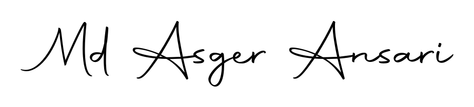 The Autography-DOLnW typeface gives name Md Asger Ansari a refined look. Suitable for certificates, diplomas, and official verification. Md Asger Ansari signature style 10 images and pictures png