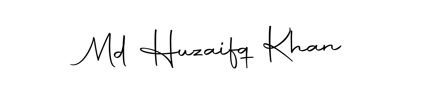 How to make Md Huzaifq Khan name signature. Use Autography-DOLnW style for creating short signs online. This is the latest handwritten sign. Md Huzaifq Khan signature style 10 images and pictures png