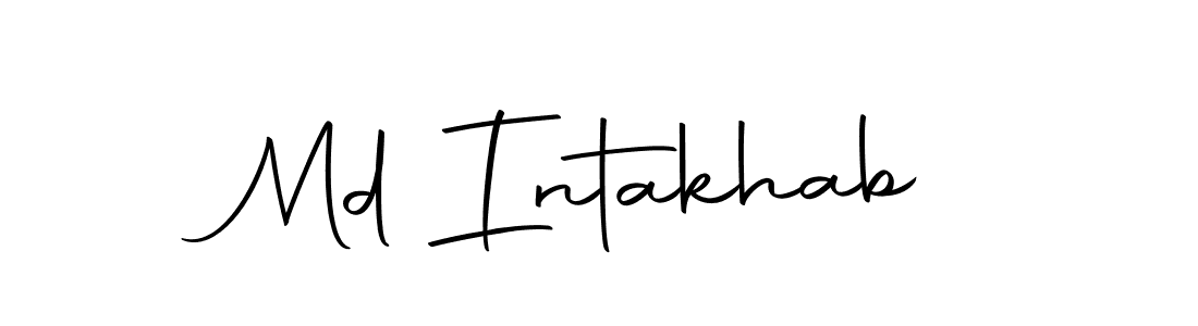 How to make Md Intakhab name signature. Use Autography-DOLnW style for creating short signs online. This is the latest handwritten sign. Md Intakhab signature style 10 images and pictures png