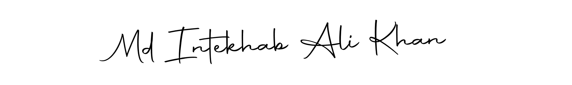 How to make Md Intekhab Ali Khan name signature. Use Autography-DOLnW style for creating short signs online. This is the latest handwritten sign. Md Intekhab Ali Khan signature style 10 images and pictures png