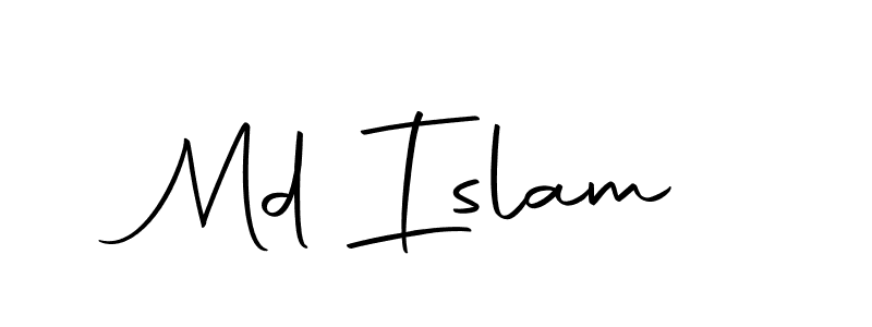 Use a signature maker to create a handwritten signature online. With this signature software, you can design (Autography-DOLnW) your own signature for name Md Islam. Md Islam signature style 10 images and pictures png