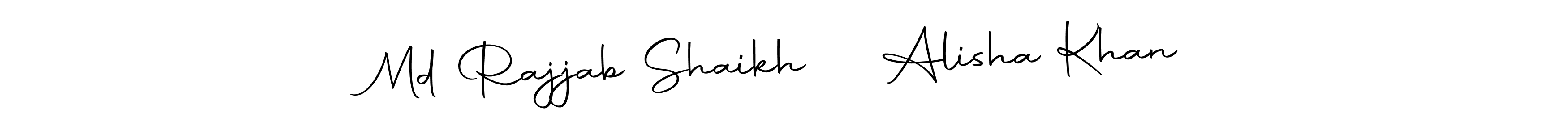 How to make Md Rajjab Shaikh ❤️ Alisha Khan name signature. Use Autography-DOLnW style for creating short signs online. This is the latest handwritten sign. Md Rajjab Shaikh ❤️ Alisha Khan signature style 10 images and pictures png