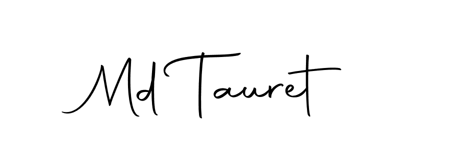 How to make Md Tauret name signature. Use Autography-DOLnW style for creating short signs online. This is the latest handwritten sign. Md Tauret signature style 10 images and pictures png