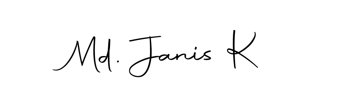 How to make Md. Janis K name signature. Use Autography-DOLnW style for creating short signs online. This is the latest handwritten sign. Md. Janis K signature style 10 images and pictures png