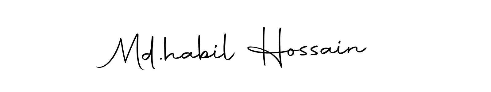 The best way (Autography-DOLnW) to make a short signature is to pick only two or three words in your name. The name Md.habil Hossain include a total of six letters. For converting this name. Md.habil Hossain signature style 10 images and pictures png