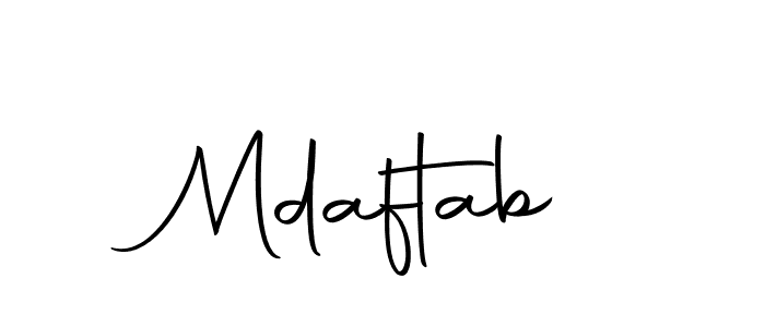 Use a signature maker to create a handwritten signature online. With this signature software, you can design (Autography-DOLnW) your own signature for name Mdaftab. Mdaftab signature style 10 images and pictures png