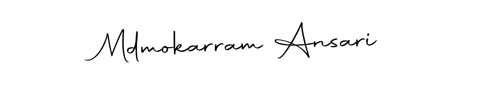 How to make Mdmokarram Ansari name signature. Use Autography-DOLnW style for creating short signs online. This is the latest handwritten sign. Mdmokarram Ansari signature style 10 images and pictures png