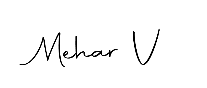 Use a signature maker to create a handwritten signature online. With this signature software, you can design (Autography-DOLnW) your own signature for name Mehar V. Mehar V signature style 10 images and pictures png