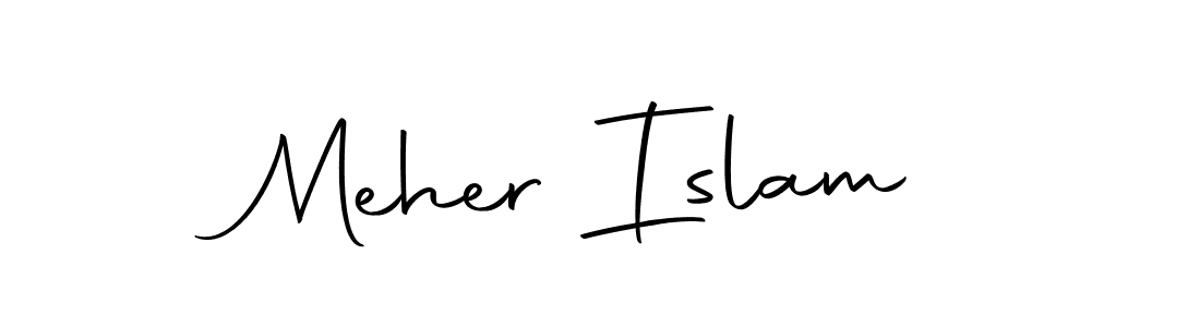 Use a signature maker to create a handwritten signature online. With this signature software, you can design (Autography-DOLnW) your own signature for name Meher Islam. Meher Islam signature style 10 images and pictures png