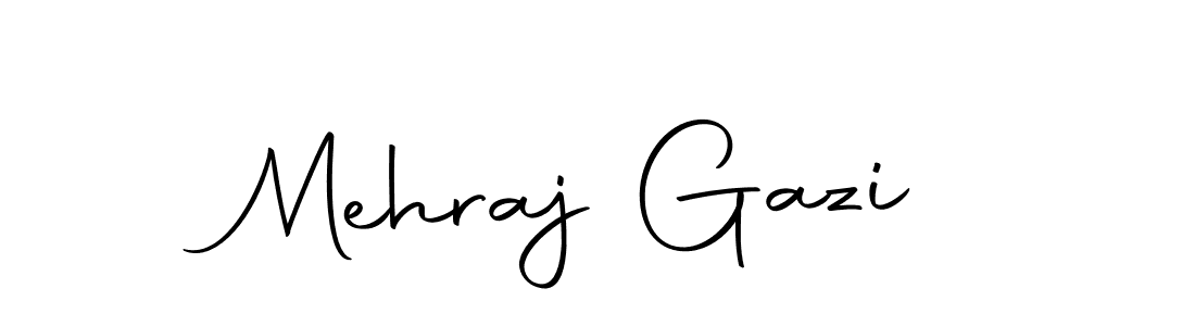 How to make Mehraj Gazi name signature. Use Autography-DOLnW style for creating short signs online. This is the latest handwritten sign. Mehraj Gazi signature style 10 images and pictures png