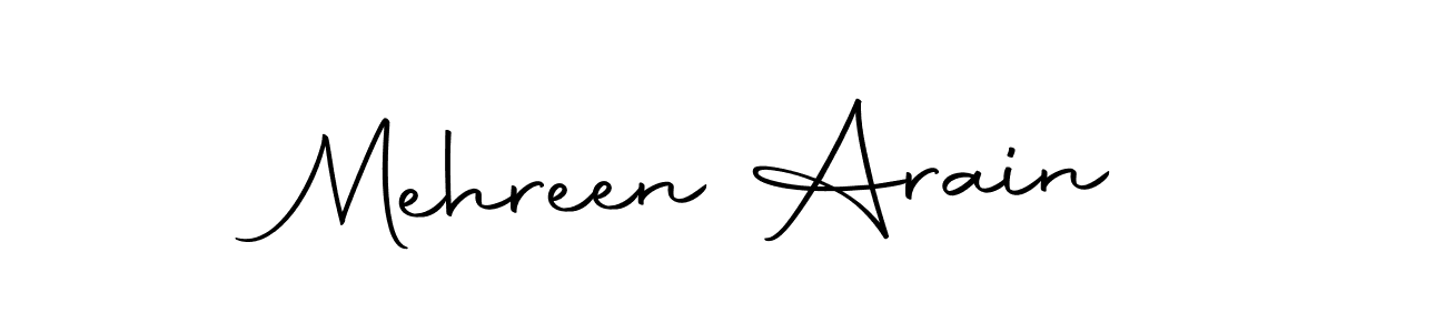 How to make Mehreen Arain name signature. Use Autography-DOLnW style for creating short signs online. This is the latest handwritten sign. Mehreen Arain signature style 10 images and pictures png