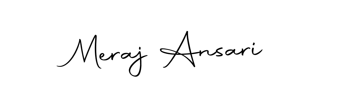 How to make Meraj Ansari name signature. Use Autography-DOLnW style for creating short signs online. This is the latest handwritten sign. Meraj Ansari signature style 10 images and pictures png