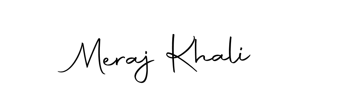 You should practise on your own different ways (Autography-DOLnW) to write your name (Meraj Khali) in signature. don't let someone else do it for you. Meraj Khali signature style 10 images and pictures png