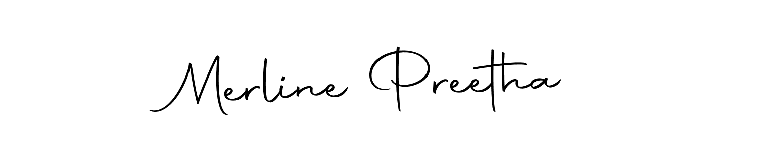 How to make Merline Preetha name signature. Use Autography-DOLnW style for creating short signs online. This is the latest handwritten sign. Merline Preetha signature style 10 images and pictures png