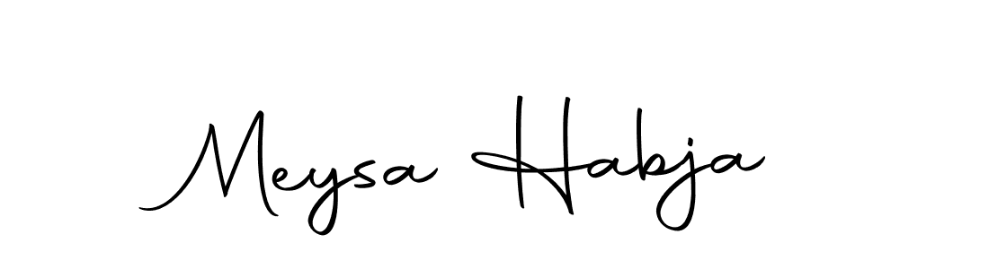 How to make Meysa Habja name signature. Use Autography-DOLnW style for creating short signs online. This is the latest handwritten sign. Meysa Habja signature style 10 images and pictures png