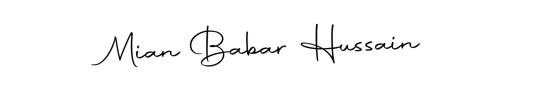 You can use this online signature creator to create a handwritten signature for the name Mian Babar Hussain. This is the best online autograph maker. Mian Babar Hussain signature style 10 images and pictures png