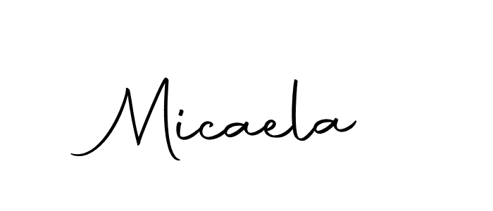 Design your own signature with our free online signature maker. With this signature software, you can create a handwritten (Autography-DOLnW) signature for name Micaela. Micaela signature style 10 images and pictures png