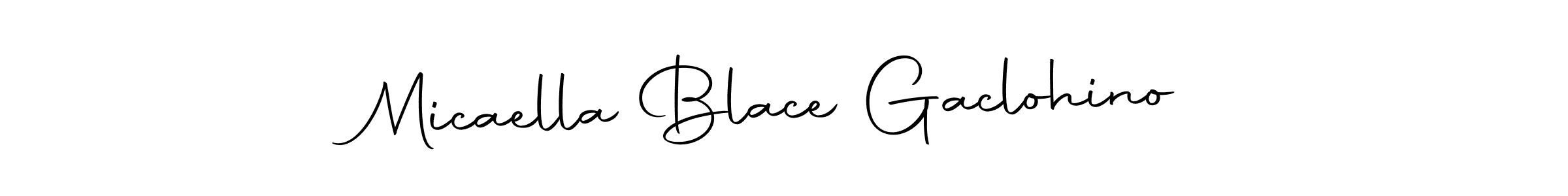 How to make Micaella Blace Gaclohino name signature. Use Autography-DOLnW style for creating short signs online. This is the latest handwritten sign. Micaella Blace Gaclohino signature style 10 images and pictures png