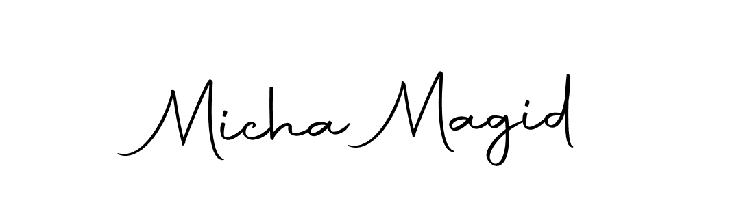 How to make Micha Magid name signature. Use Autography-DOLnW style for creating short signs online. This is the latest handwritten sign. Micha Magid signature style 10 images and pictures png