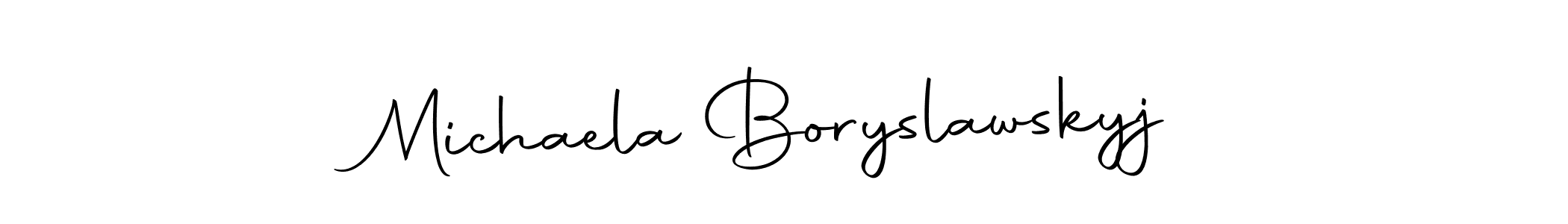Make a short Michaela Boryslawskyj signature style. Manage your documents anywhere anytime using Autography-DOLnW. Create and add eSignatures, submit forms, share and send files easily. Michaela Boryslawskyj signature style 10 images and pictures png
