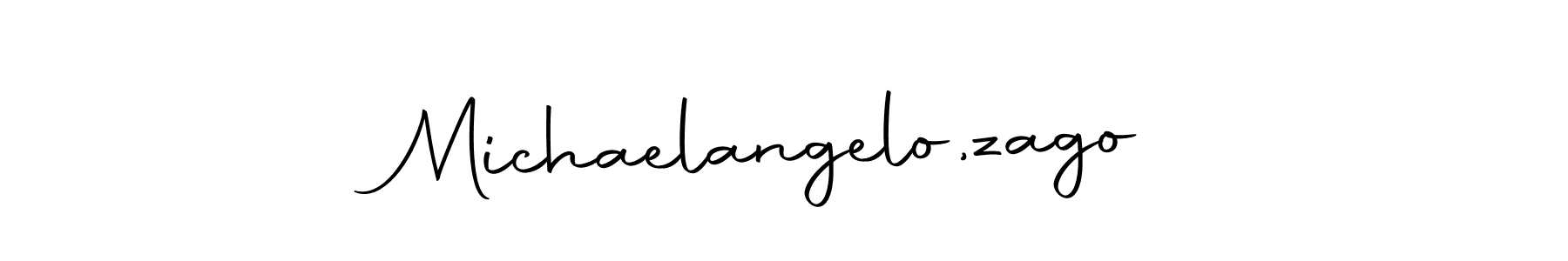 How to make Michaelangelo,zago name signature. Use Autography-DOLnW style for creating short signs online. This is the latest handwritten sign. Michaelangelo,zago signature style 10 images and pictures png