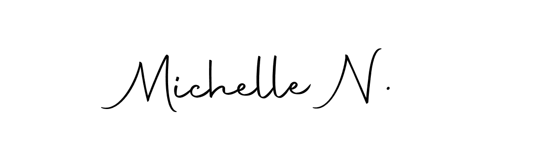 How to make Michelle N. name signature. Use Autography-DOLnW style for creating short signs online. This is the latest handwritten sign. Michelle N. signature style 10 images and pictures png