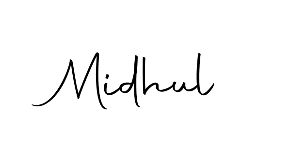 You can use this online signature creator to create a handwritten signature for the name Midhul. This is the best online autograph maker. Midhul signature style 10 images and pictures png
