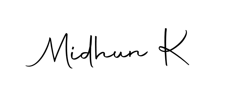 You can use this online signature creator to create a handwritten signature for the name Midhun K. This is the best online autograph maker. Midhun K signature style 10 images and pictures png