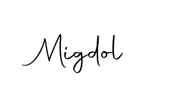 You should practise on your own different ways (Autography-DOLnW) to write your name (Migdol) in signature. don't let someone else do it for you. Migdol signature style 10 images and pictures png