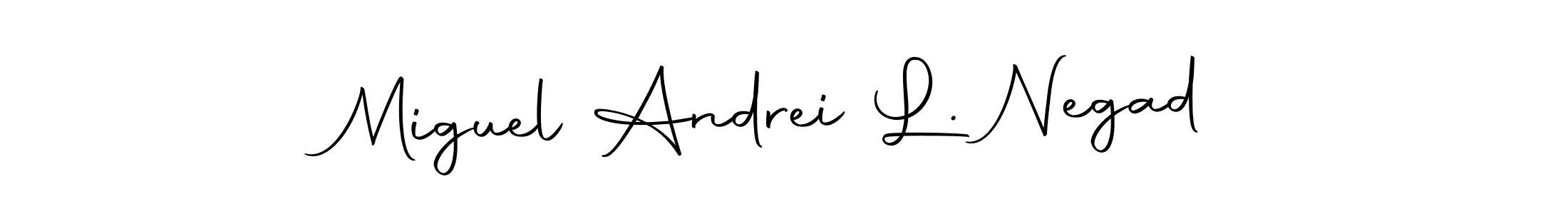 You should practise on your own different ways (Autography-DOLnW) to write your name (Miguel Andrei L. Negad) in signature. don't let someone else do it for you. Miguel Andrei L. Negad signature style 10 images and pictures png