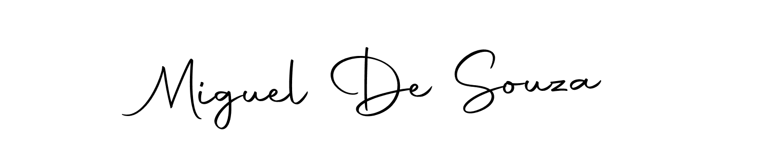 How to make Miguel De Souza name signature. Use Autography-DOLnW style for creating short signs online. This is the latest handwritten sign. Miguel De Souza signature style 10 images and pictures png